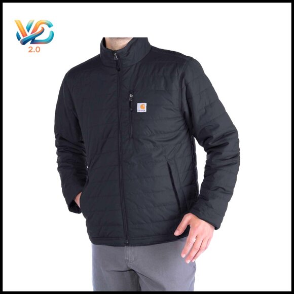 Men's Insulated Work Jacket with Water-Resistant Shell Multiple Pockets